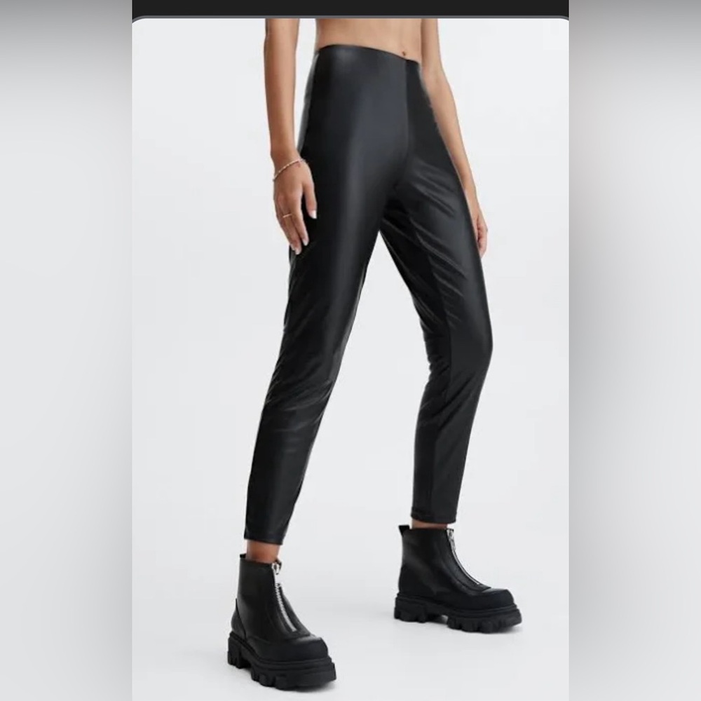 Fabletics Leggings Vegan Faux Leather High Rise Black Womens 2X